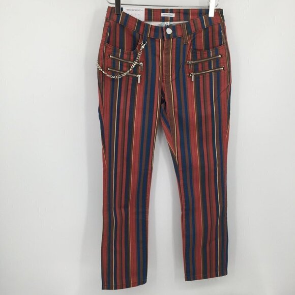 WeWoreWhat Rocker low rise Jagger stripe jeans zipper chain moto new 26 - Picture 2 of 6